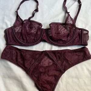 Purple Victoria Secret Lingerie Set 34B / Medium